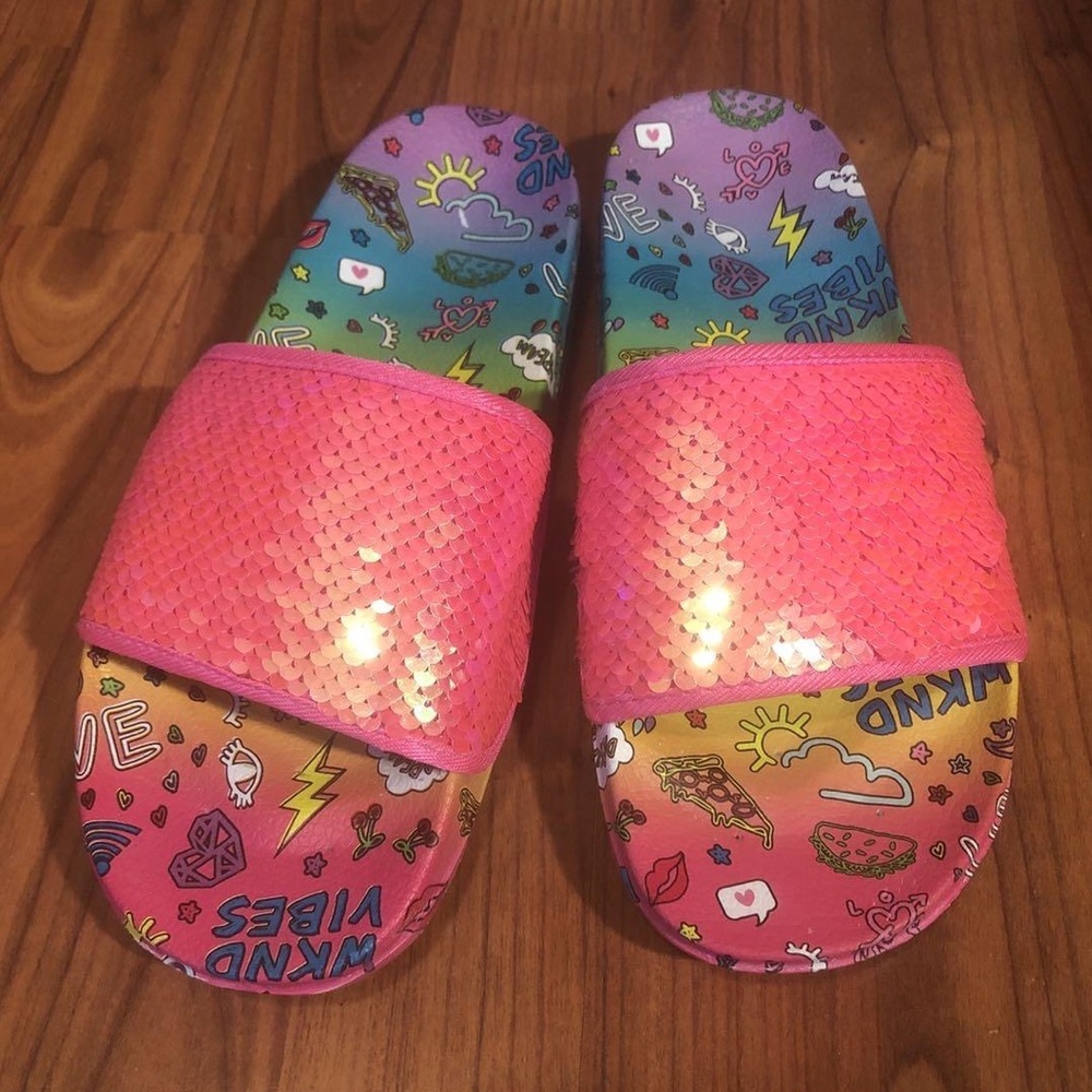 Reversible Sequins Slide Sandals